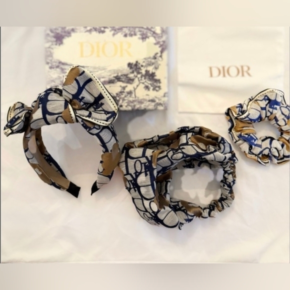 Dior Accessories - Dior Navy and Tan Headband Trio